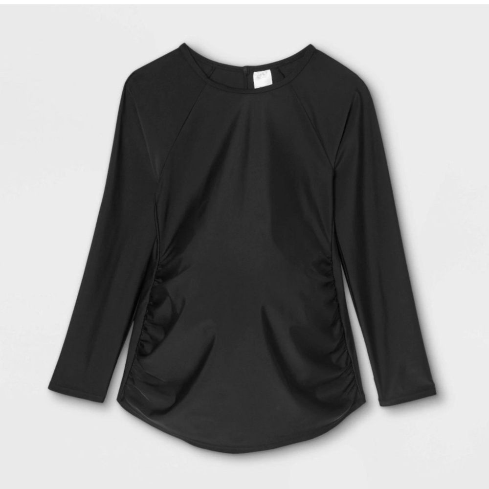 Isabel Maternity Black Long Sleeve Rash Guard Women Swim Top Size Medium New